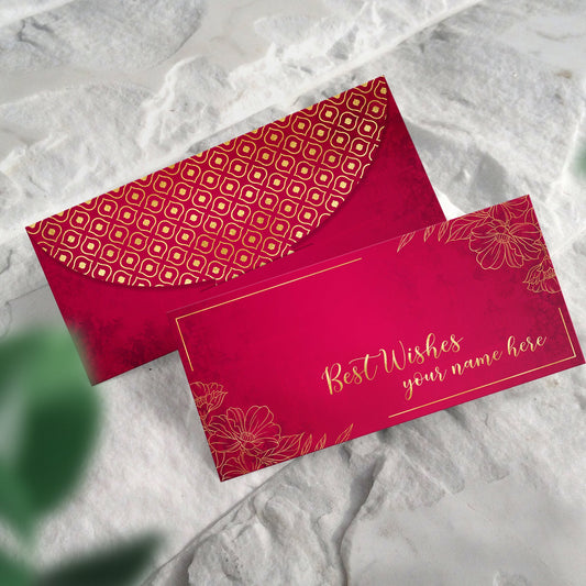 Red Golden Floral Shagun Envelope