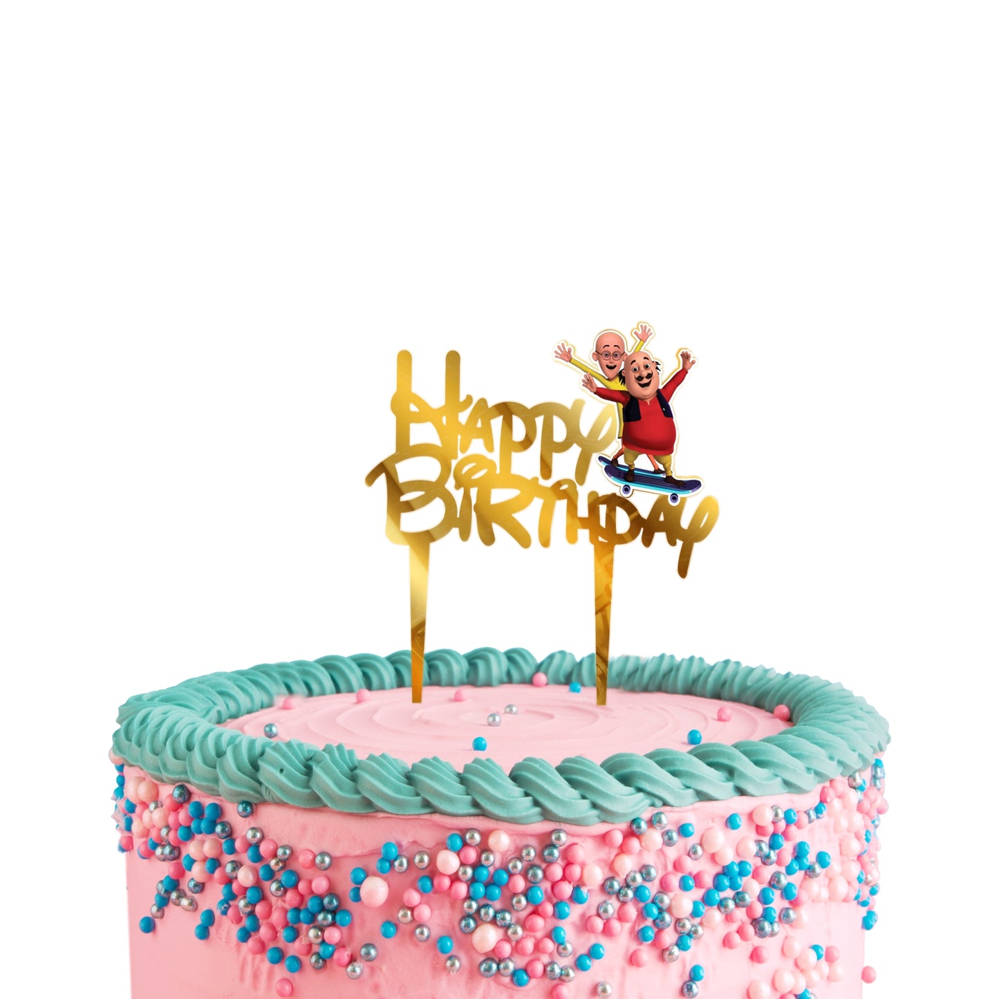 Acrylic Motu Patlu Birthday Cake Topper