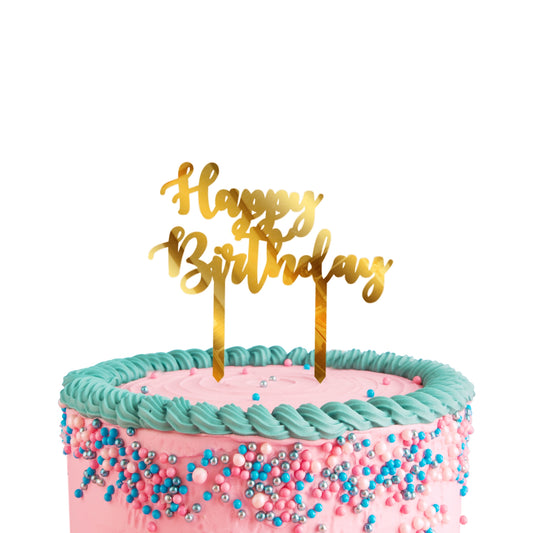 Birthday Acrylic Golden Cake Toppers