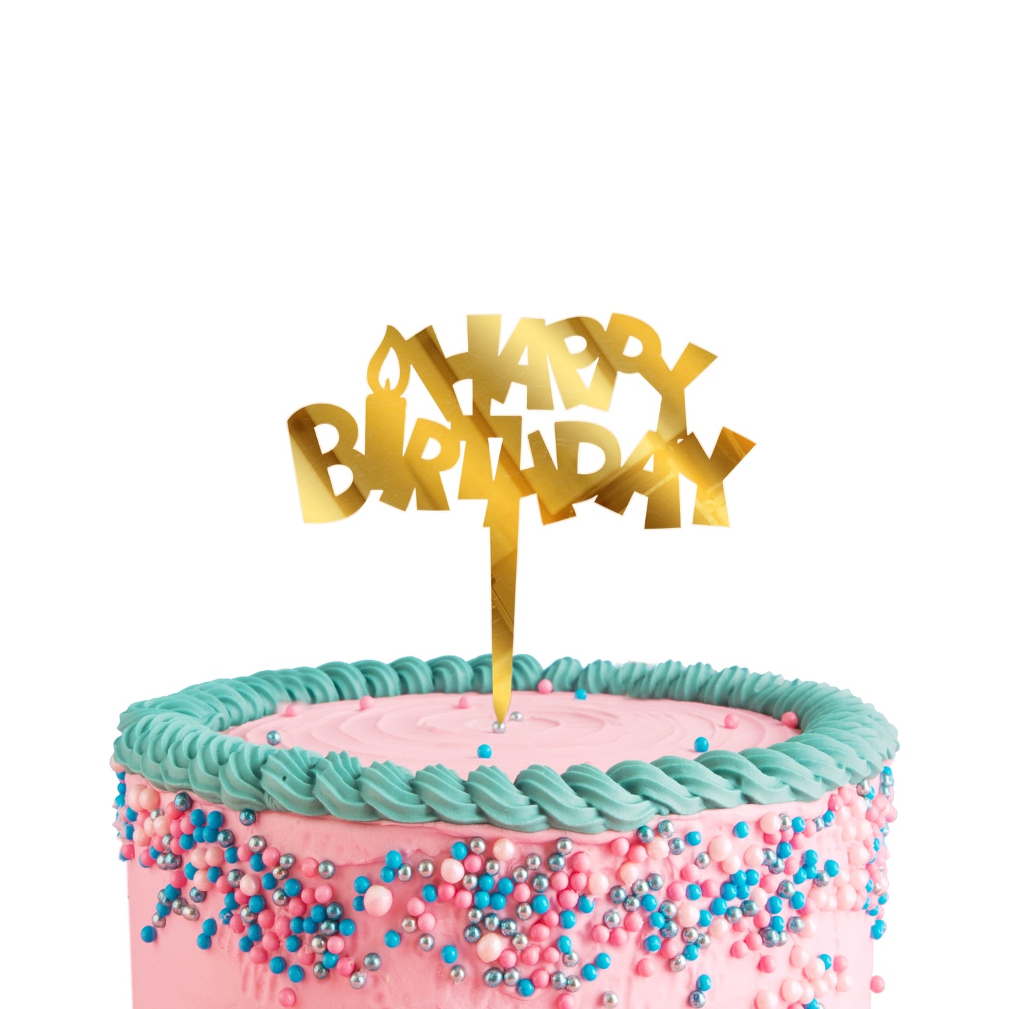 Acrylic Birthday Cake Toppers Gold