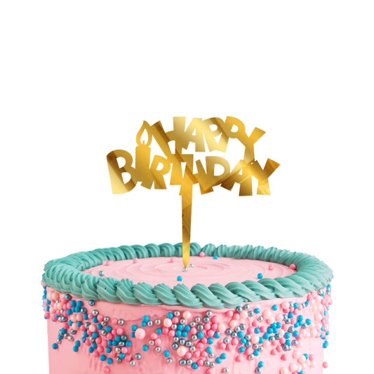 Acrylic Birthday Cake Toppers Gold