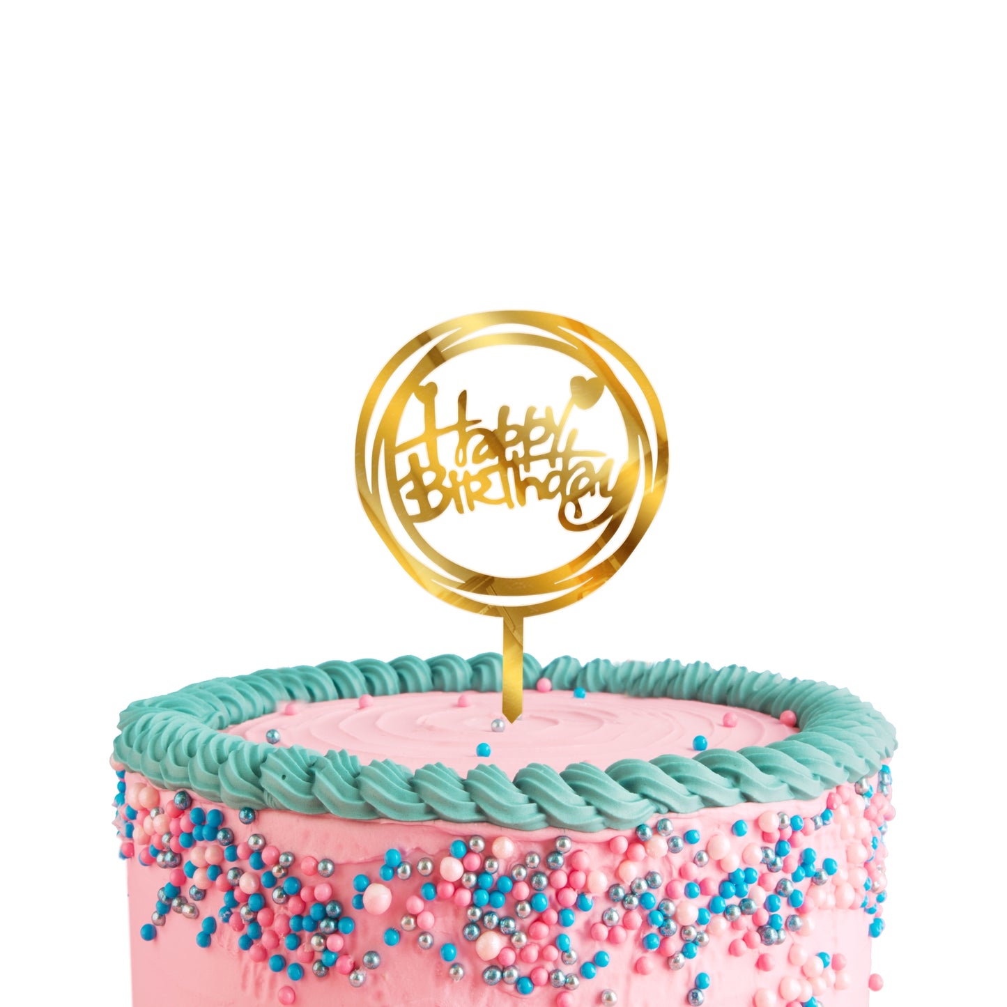 Acrylic Happy Birthday Cake Toppers Gold
