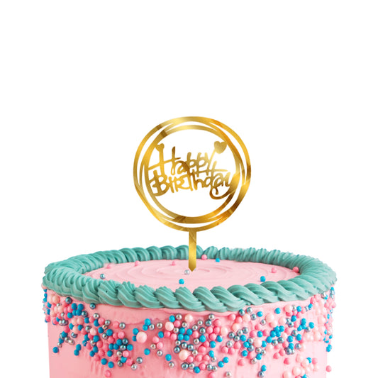 Acrylic Happy Birthday Cake Toppers Gold