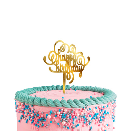 Birthday Cake Toppers Gold Acrylic