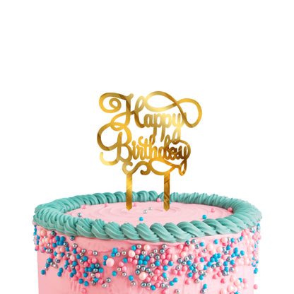 Birthday Cake Toppers Golden Acrylic