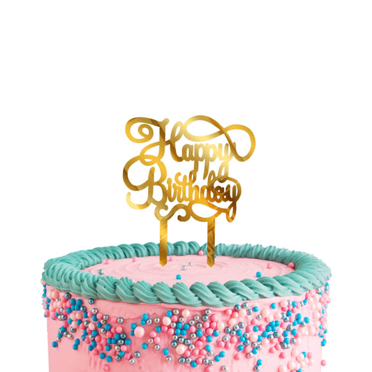 Birthday Cake Toppers Golden Acrylic