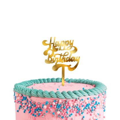 Birthday Cake Toppers Gold Acrylic