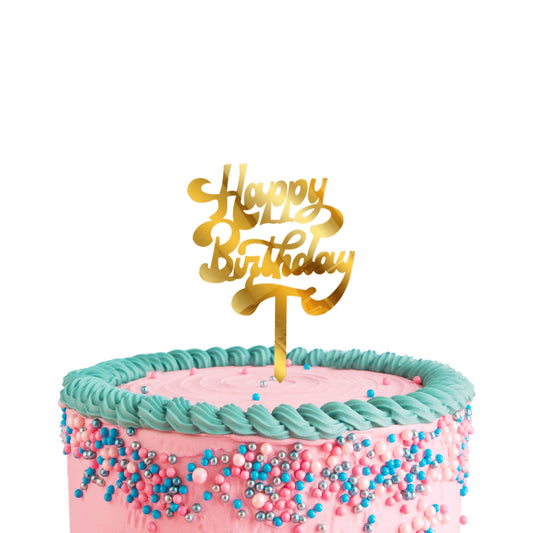 Birthday Cake Toppers Gold Acrylic