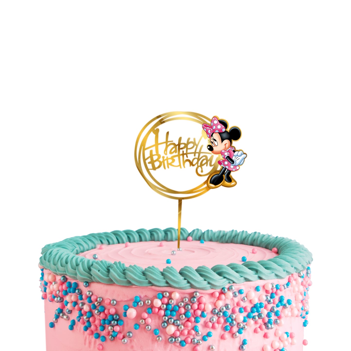 Minnie Theme Cake Topper Gold Acrylic