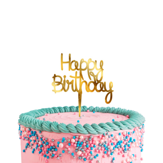 Happy Birthday Acrylic Golden Cake Toppers