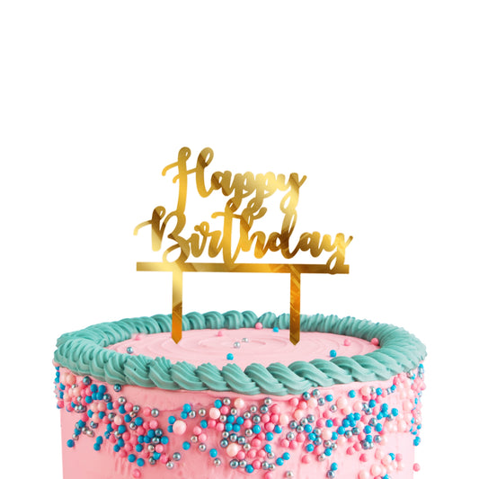 Happy Birthday Acrylic Golden Cake Toppers