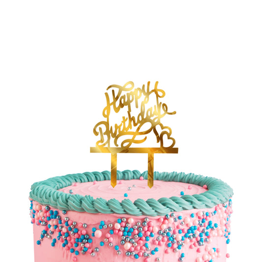 Happy Birthday Acrylic Golden Cake Toppers