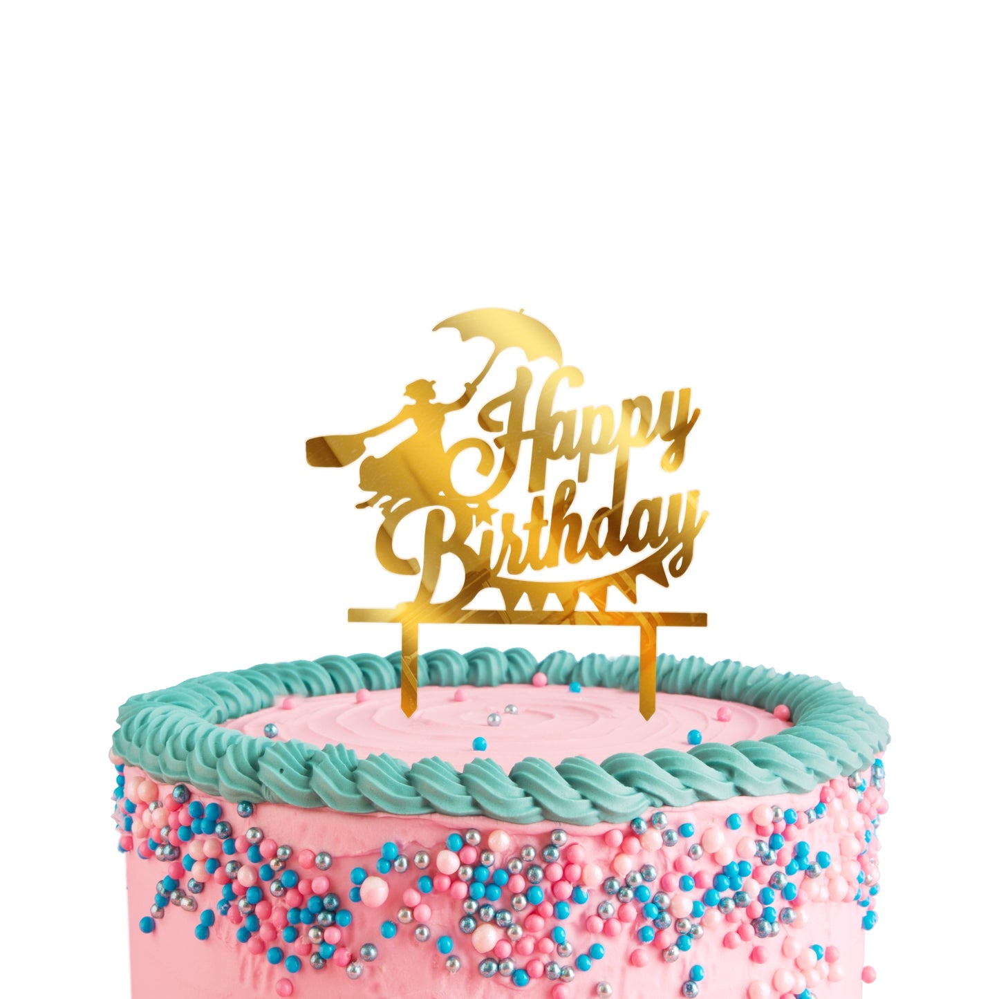 Happy Birthday Acrylic Cake Toppers Golden