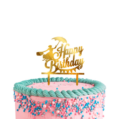 Happy Birthday Acrylic Cake Toppers Golden