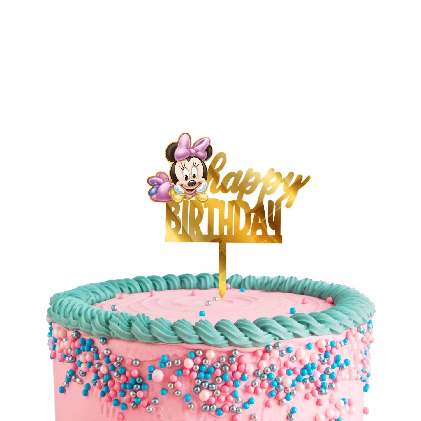 Minnie Mouse Cake Topper Gold Acrylic