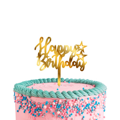 Happy Birthday Acrylic Golden Cake Toppers