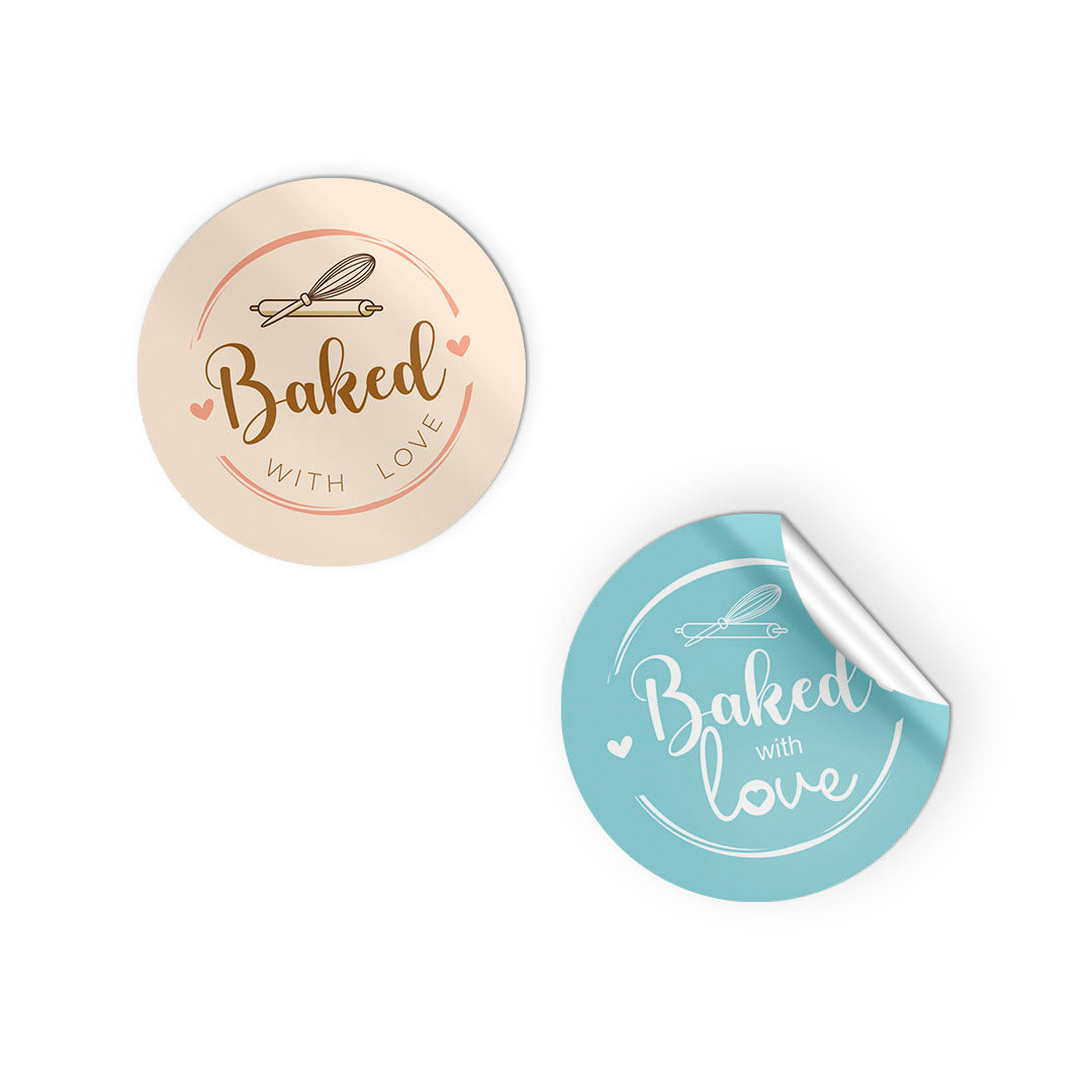 Baked with Love Stickers | Bakery Packaging Labels | Infistyle