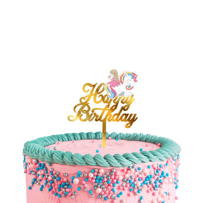 Cutipie Unicorn Cake Topper Gold Acrylic