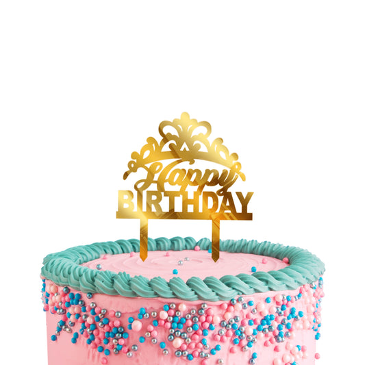 Golden Acrylic Birthday Cake Toppers