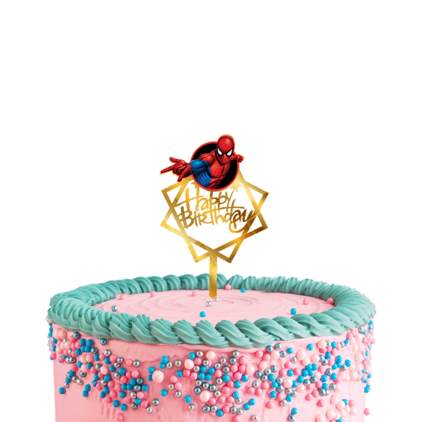 Spider Man Cake Topper Acrylic Gold
