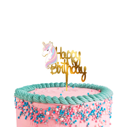 Birthday Cake Toppers Unicorn Gold Acrylic