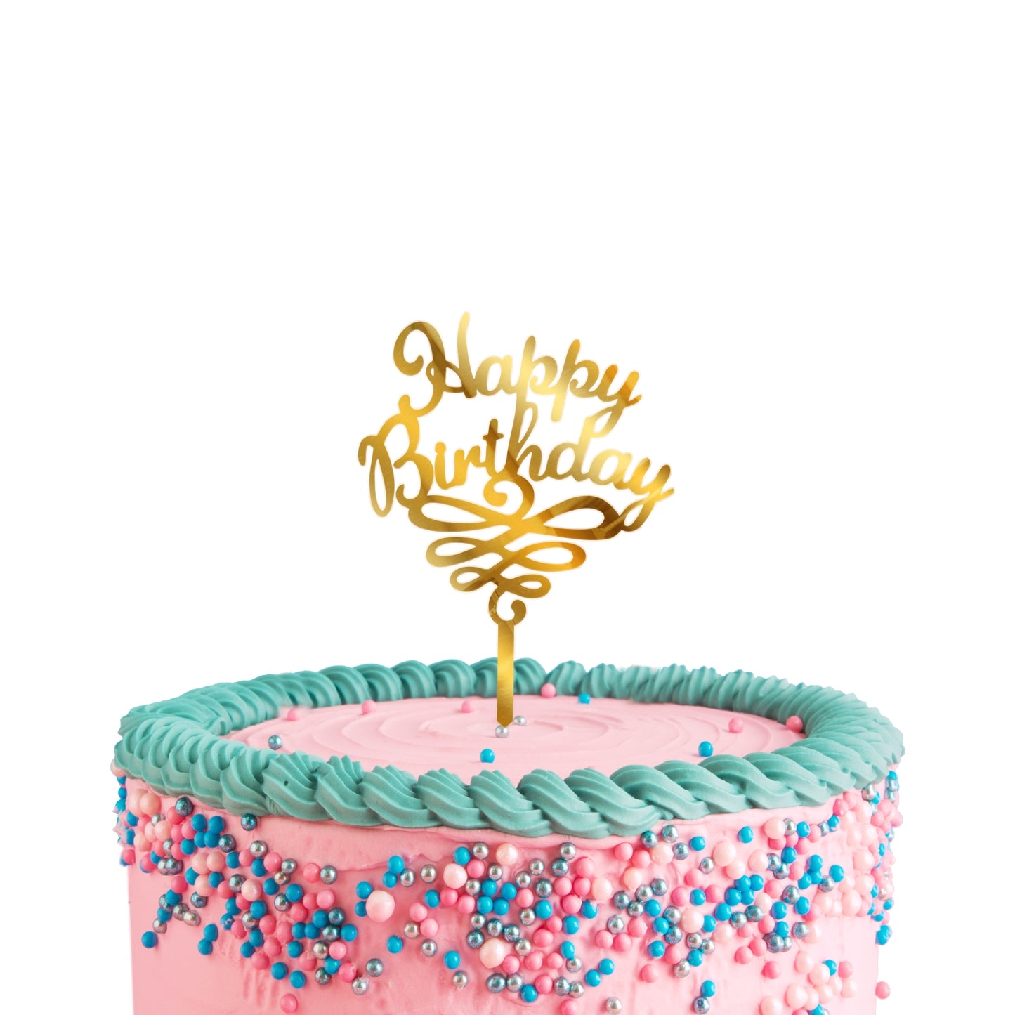 Happy Birthday Acrylic Golden Cake Toppers