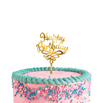 Happy Birthday Acrylic Golden Cake Toppers