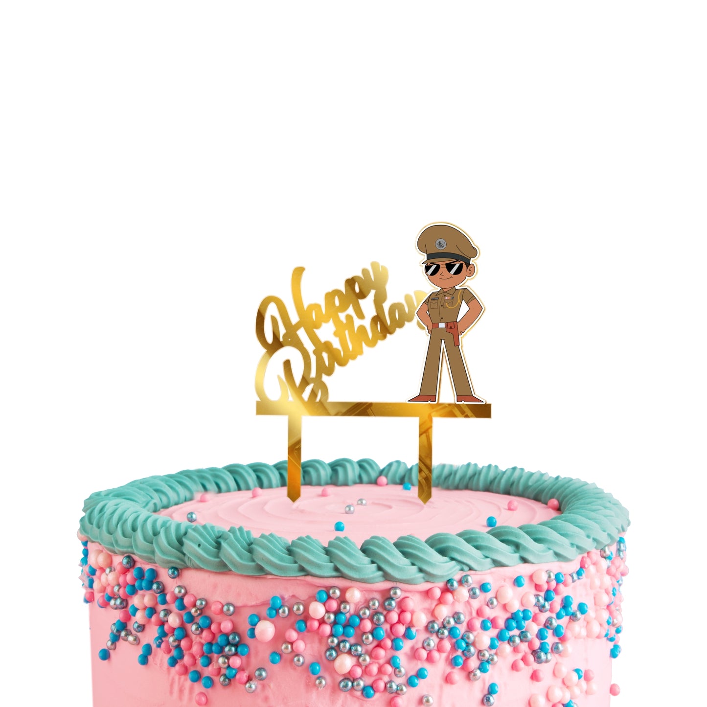 Acrylic Little Singham Cake Topper Golden