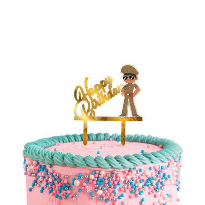 Acrylic Little Singham Cake Topper Golden