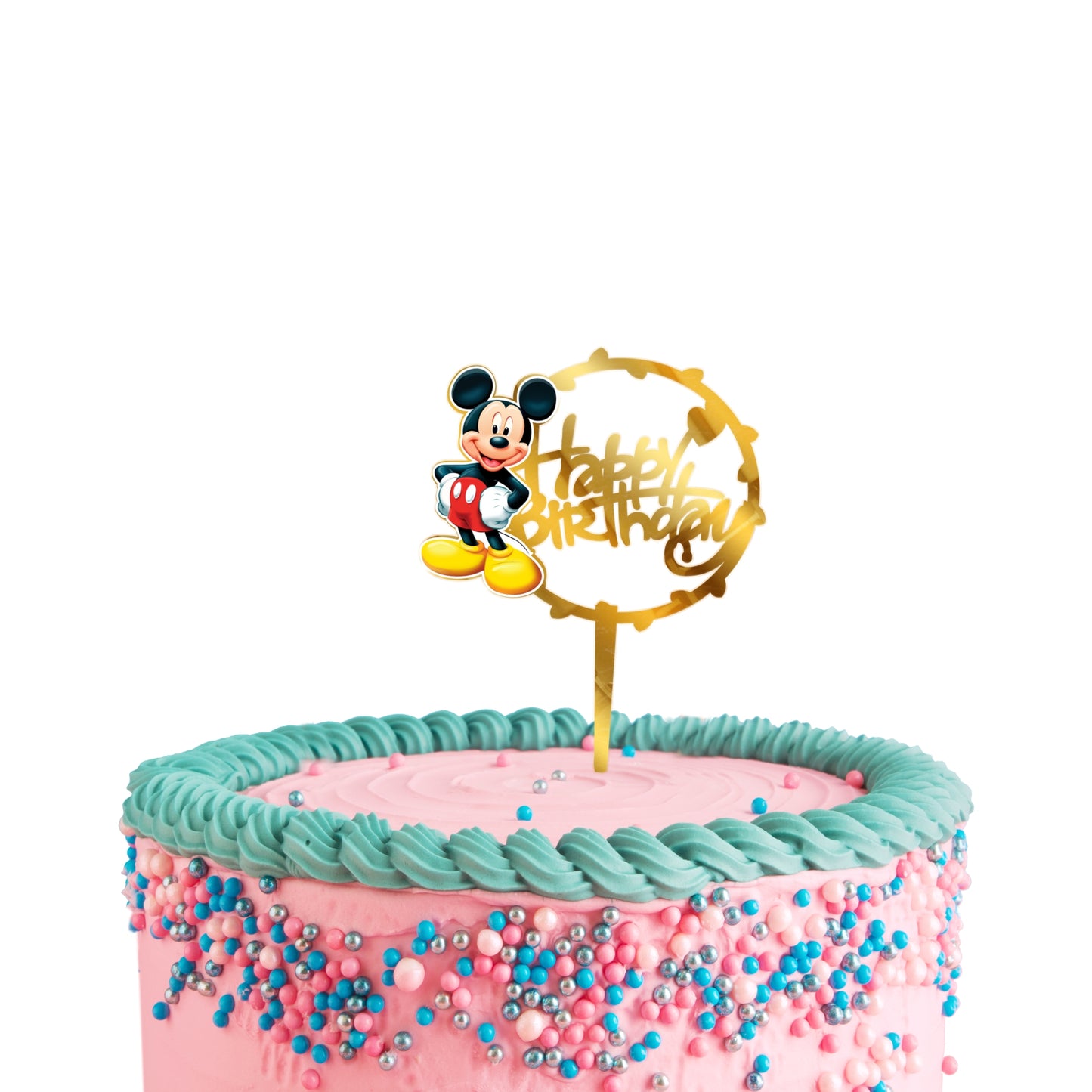 Golden Mickey Cake Topper Happy Birthday