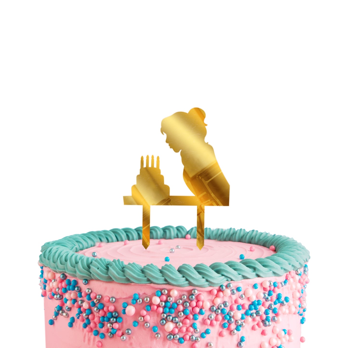 Happy Birthday Acrylic Cake Toppers Gold