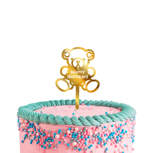 Acrylic Birthday Cake Teddy Toppers