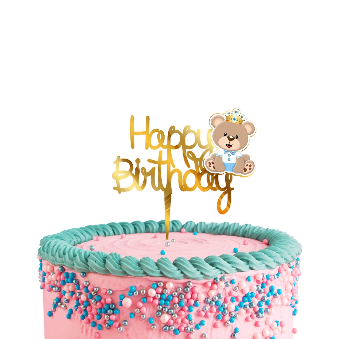 Acrylic Cake Topper Teddy Bear Birthday