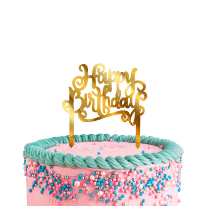 Happy Birthday Acrylic Golden Cake Toppers