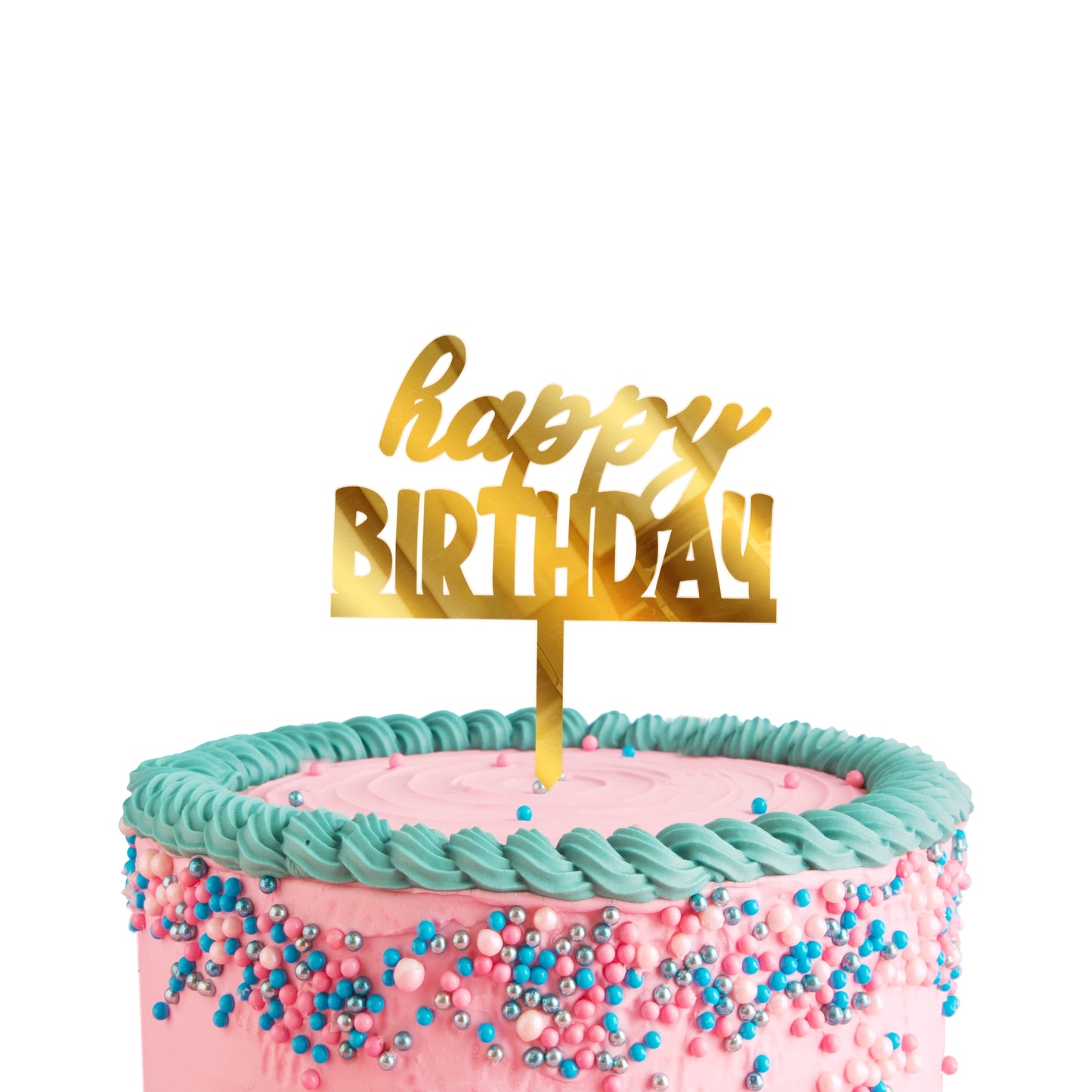 Happy Birthday Golden Cake Toppers