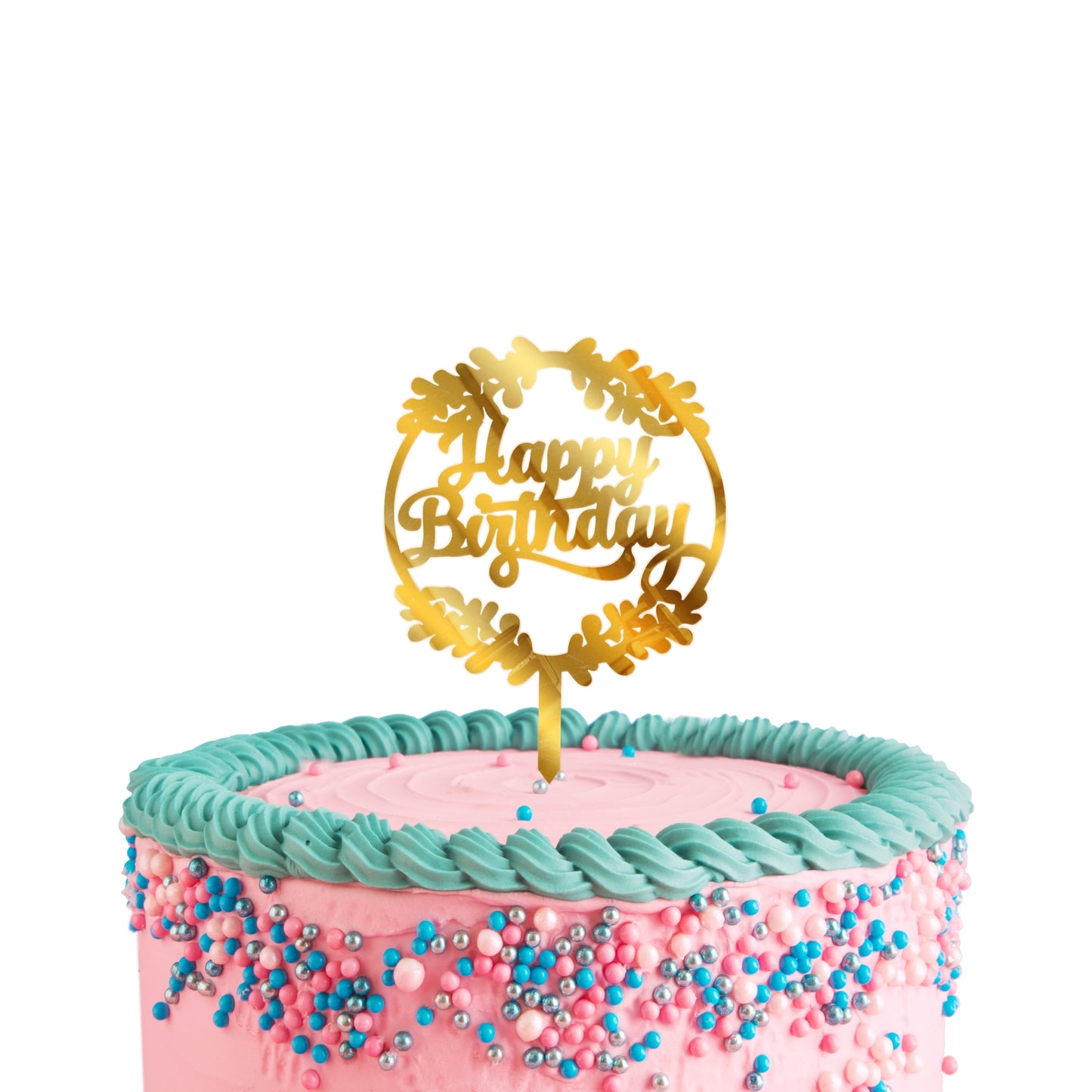 Happy Birthday Golden Acrylic Cake Toppers
