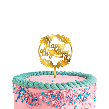Happy Birthday Golden Acrylic Cake Toppers