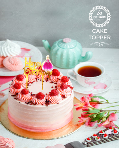 Barbie Theme Golden Birthday Cake Toppers