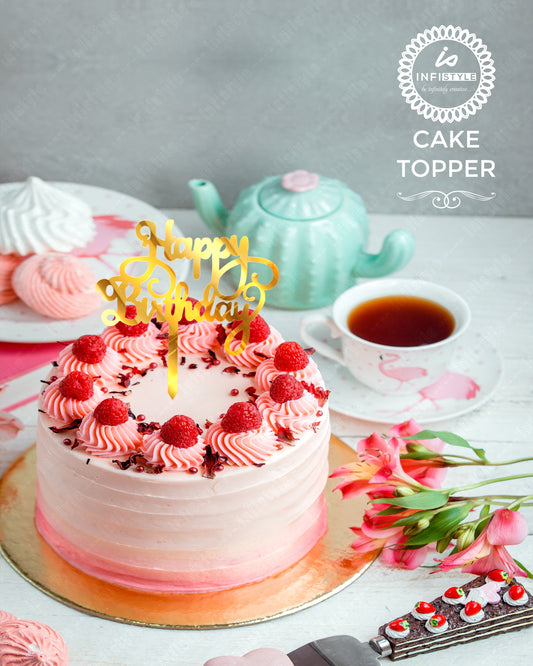 Golden Happy Birthday Cake Toppers