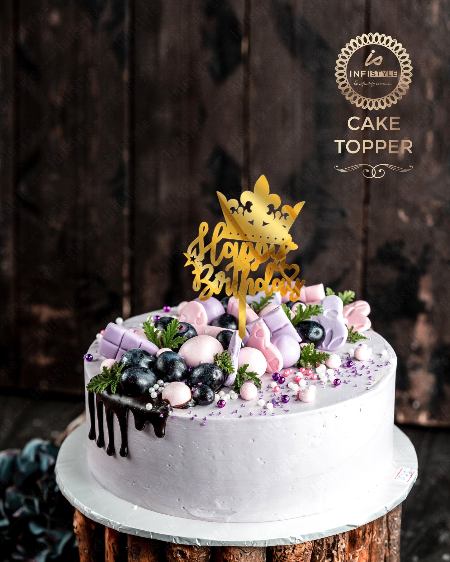 Happy Birthday Acrylic Cake Toppers Golden