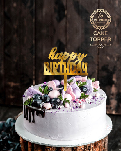 Happy Birthday Golden Cake Toppers