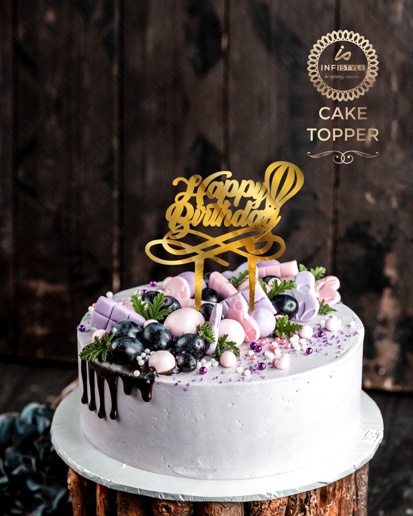 Golden Acrylic Birthday Cake Toppers