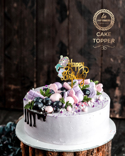 Mermaid Theme Cake Toppers Gold Acrylic