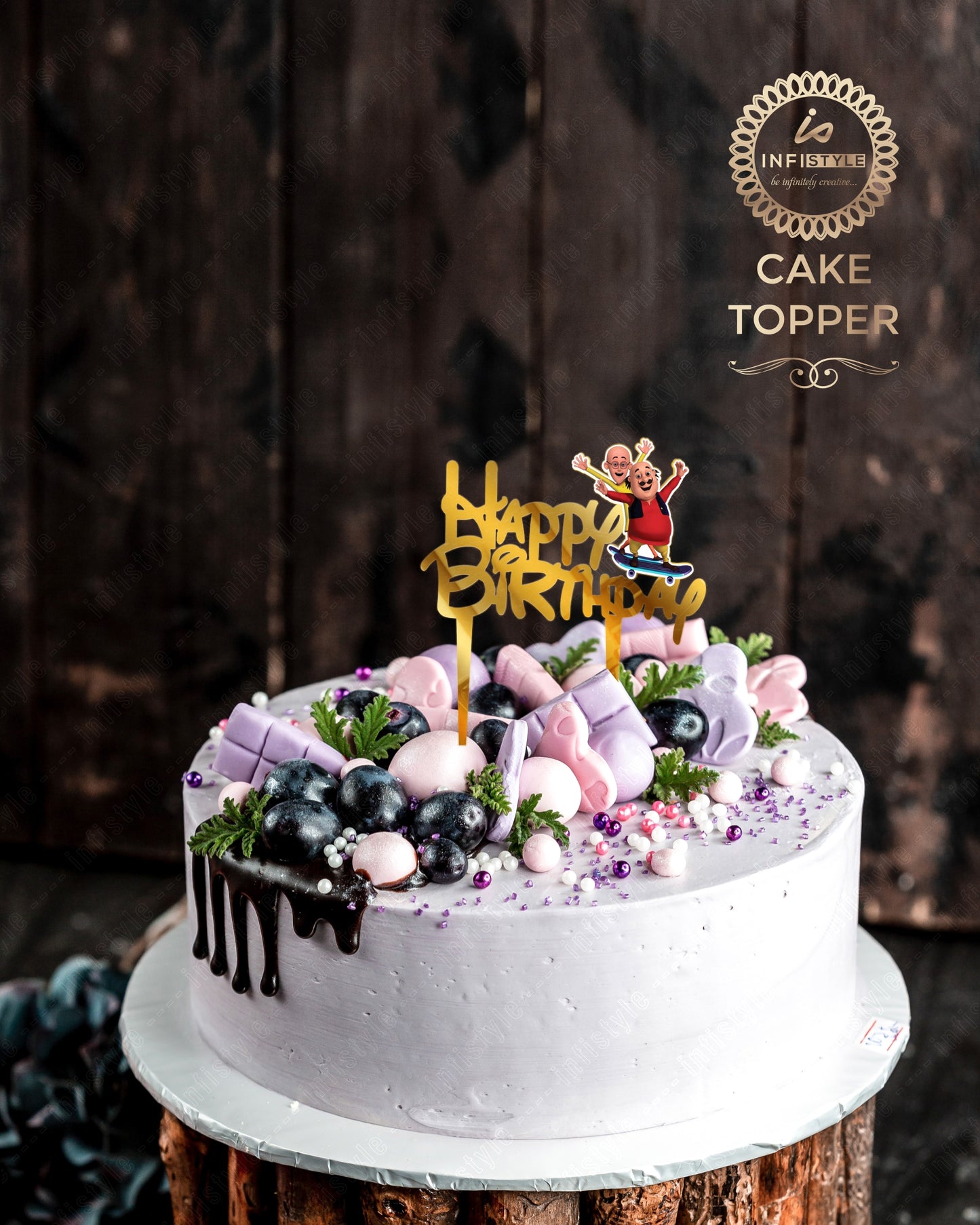 Acrylic Motu Patlu Birthday Cake Topper