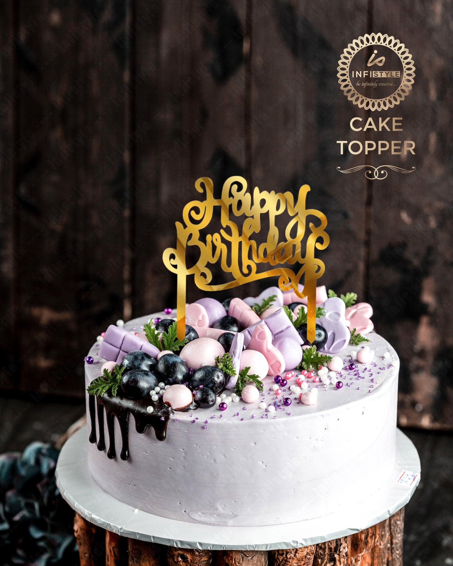 Happy Birthday Acrylic Golden Cake Toppers