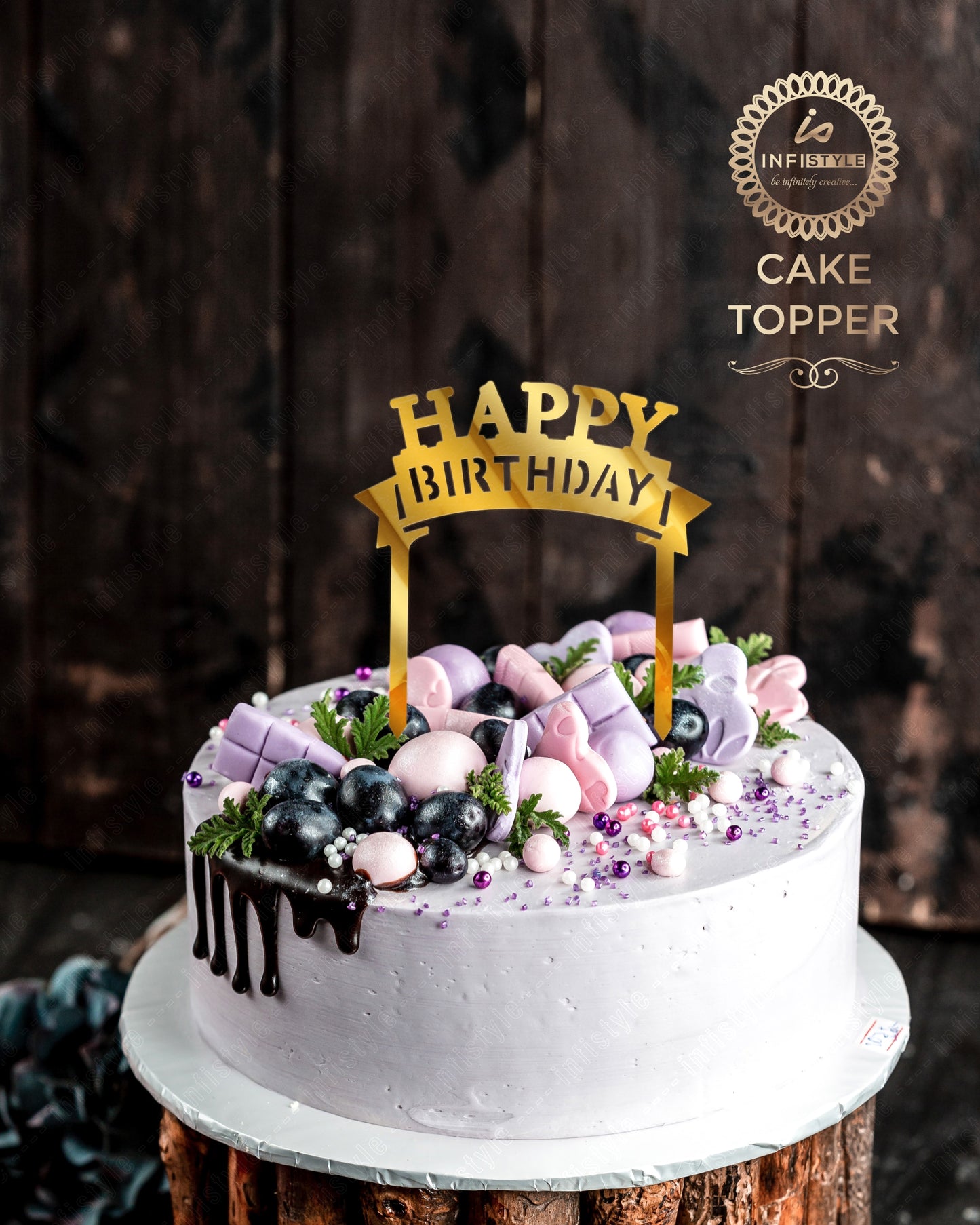 Golden Acrylic Cake Toppers Birthday