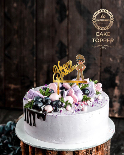 Acrylic Little Singham Cake Topper Golden