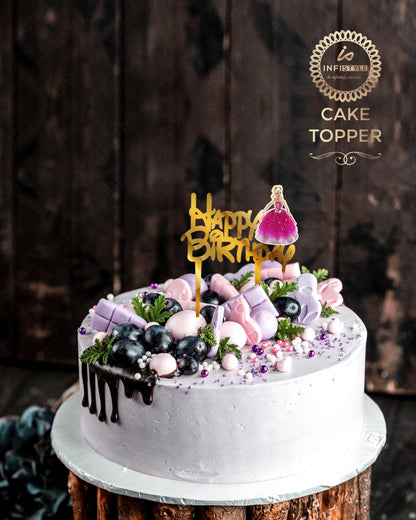 Barbie Theme Golden Birthday Cake Toppers