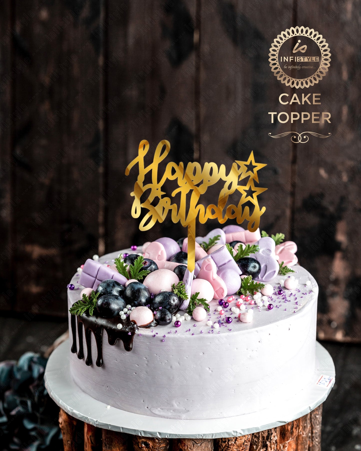 Happy Birthday Acrylic Golden Cake Toppers