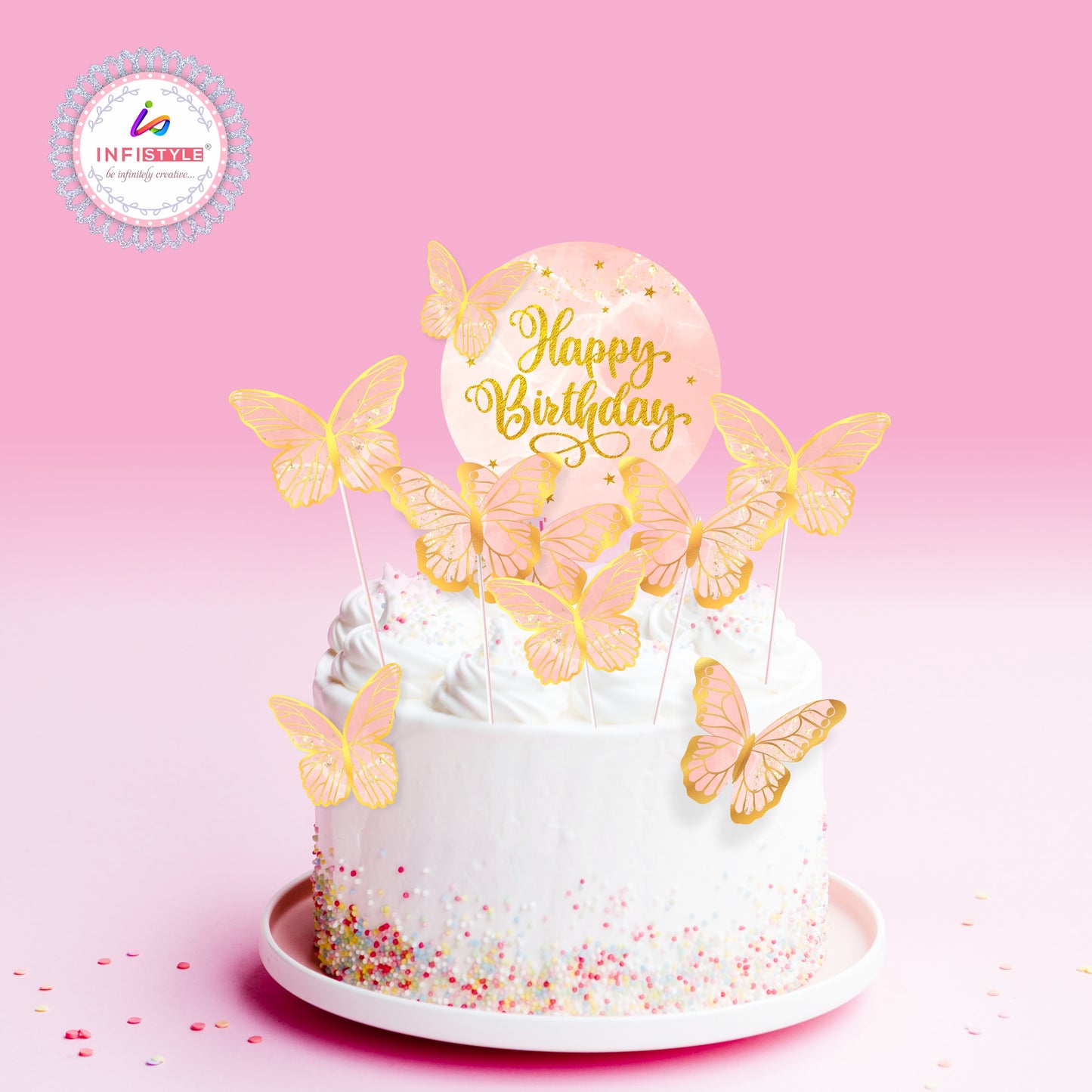 Butterfly Cake Toppers 8 Butterfly 1 Happy Birthday Party Decoration Cake Topper (PCT-01)